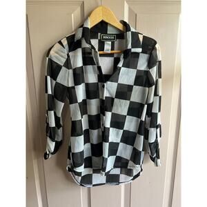 MMXIII Checkered Sheer Blouse Size Small
